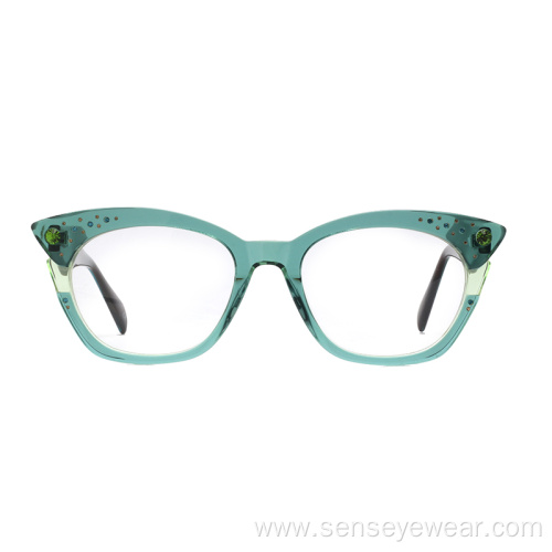 Luxury Rhinestone Diamond Acetate Optical Frame Glasses